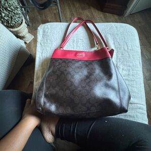 Coach Brown and Pink Shoulder Bag